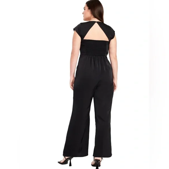 NWT Black Satin Jumpsuit - Picture 2 of 3